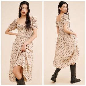 Free People Bali Juniper Midi Floral Dress 4 Nwot